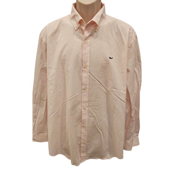 Vineyard Vines whale XL light pink striped long sleeve work button up preppy - Picture 2 of 7